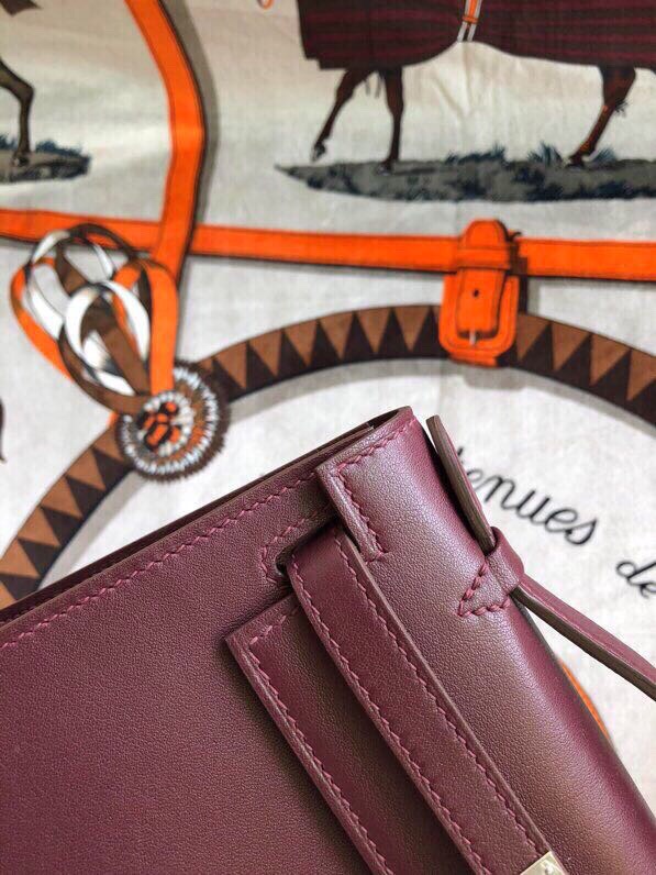 에르메스 미니 켈리백22 보르도 은장 스위프트